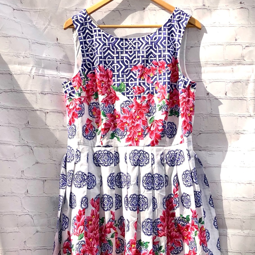 Talbots NWT floral dress with tie. Size 12